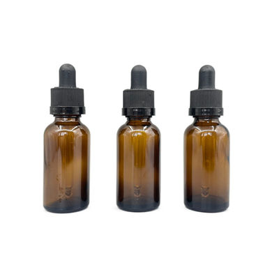 Màu hổ phách Chai mỹ phẩm thủy tinh 30ml Tinh dầu với ống nhỏ giọt đóng nắp Ratchet