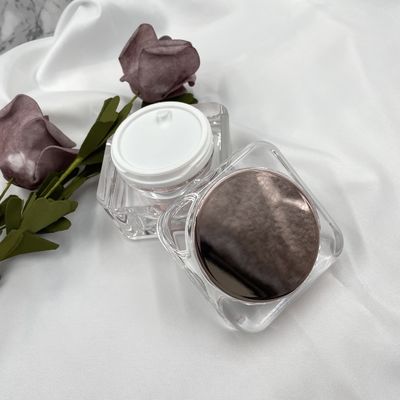 Trọng lượng nặng Bình mỹ phẩm hình vuông Hộp đựng kem acrylic 50g có nắp gương