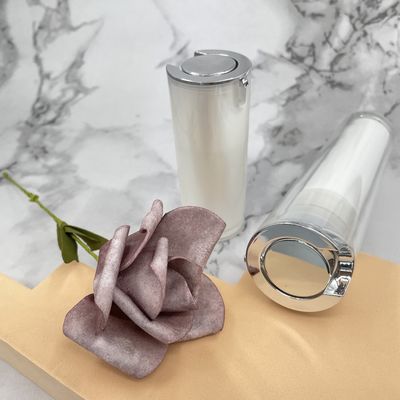 Màu trắng ngọc trai 30ml Chai bơm không khí 50ml Acrylic Bạc kim loại hình tròn