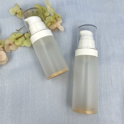 Máy bơm chai không khí PP trong suốt 30ml 50ml Màn hình lụa bằng gỗ