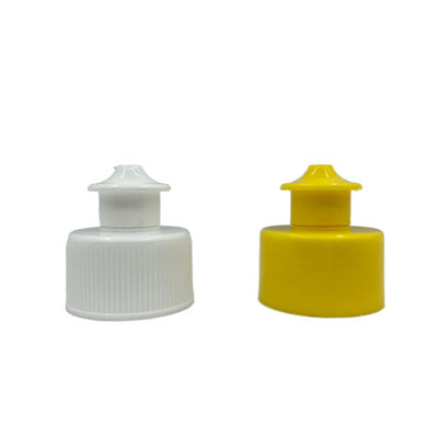 Nắp chai kéo đẩy màu vàng PP 24/410 28/410 Mẫu màu tùy chỉnh đã được phê duyệt