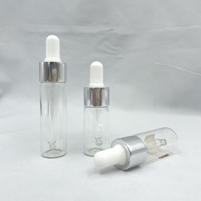 10ml Chai mỹ phẩm thủy tinh 15ml Hình dạng thẳng với ống nhỏ dầu nhôm
