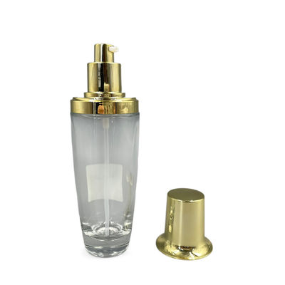Chai mỹ phẩm hình bầu dục trong suốt 100ml Kem dưỡng da nắp vàng Màu tùy chỉnh