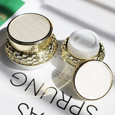 Lọ kem mặt rỗng màu vàng sang trọng Acrylic 30g 50g PMMA cho mỹ phẩm