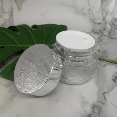 MSDS Lọ kem thủy tinh trong suốt 100g có nắp bạc sáng bóng Bùn mặt nạ nắp trắng