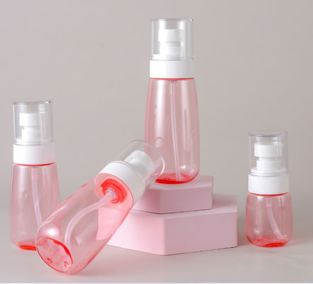 Chai bơm 100ml Petg Màu hồng trong suốt Đóng gói đơn Máy phun mịn Màu trắng Mặt mềm mại