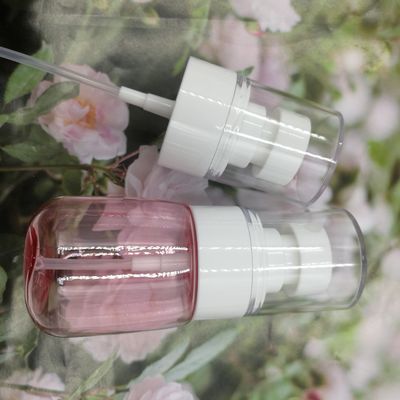 Chai bơm 100ml Petg Màu hồng trong suốt Đóng gói đơn Máy phun mịn Màu trắng Mặt mềm mại