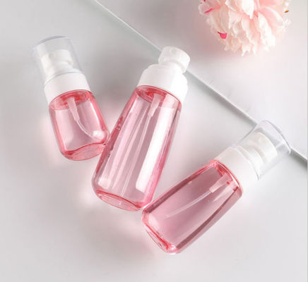 Chai bơm 100ml Petg Màu hồng trong suốt Đóng gói đơn Máy phun mịn Màu trắng Mặt mềm mại
