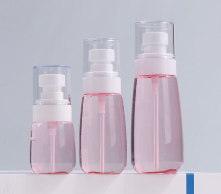 Chai bơm 100ml Petg Màu hồng trong suốt Đóng gói đơn Máy phun mịn Màu trắng Mặt mềm mại