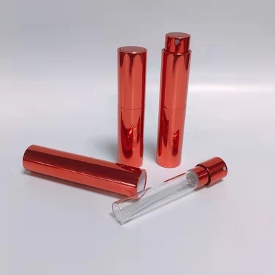Vỏ nhôm 10ML Màu đỏ Chai nước hoa có thể nạp lại Bình xịt nước hoa Máy xịt bỏ túi mini